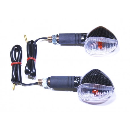 Moto blinkry Carbon dlouhé, čiré sklo.