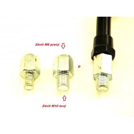 Redukce zrcátek na motorku  M6 na M10 levý.