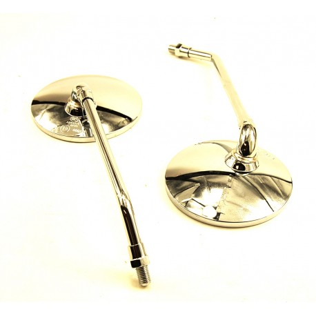 Chromová, kulatá zrcátka na motorky, závit M10, 1 pár.