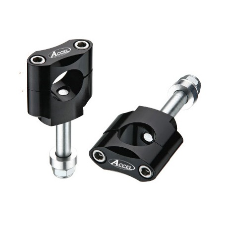 Klemy řídítek Accel 28,6 mm výška 35 mm. Černé, šroub M12.