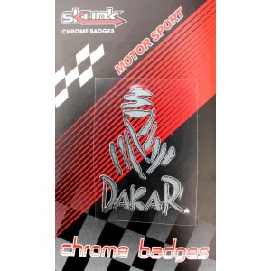 Chromová nálepka DAKAR na motorku.