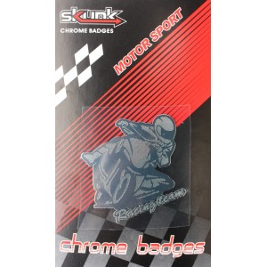 Chromová nálepka MOTORKAŘ na motorku.